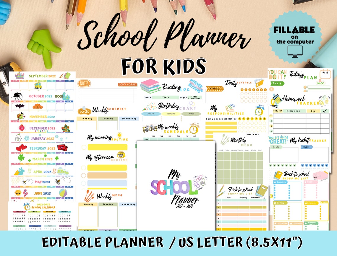 School Planner for Kids Back to School 20222023 Kids Etsy