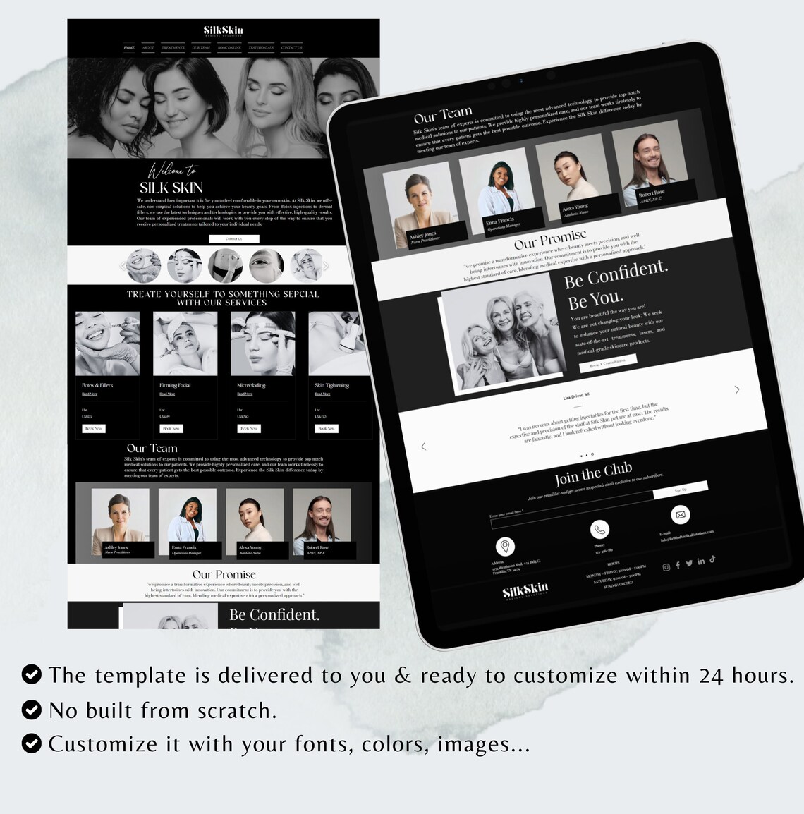 Clinical spa wix one page website templates perfect for spa beauty