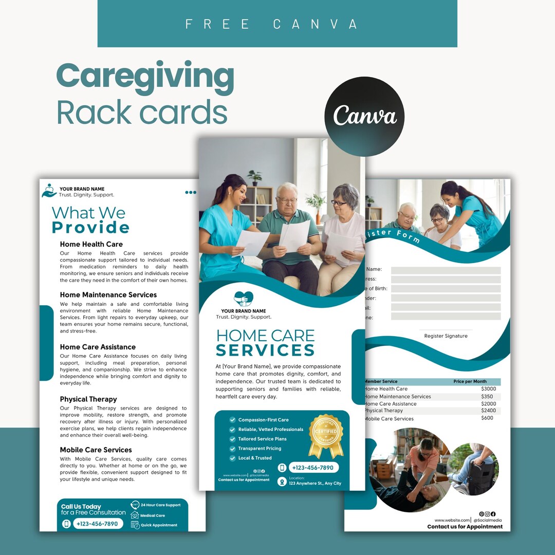 Metabolic Rack Card Home Care Rack Card Templates: Canva Editable Senior Care Marketing ...
