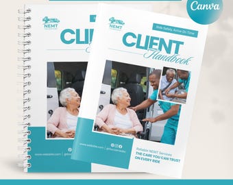 Plantilla de manual del cliente de NEMT, folleto del cliente, guía de transporte médico, plantillas de Canva