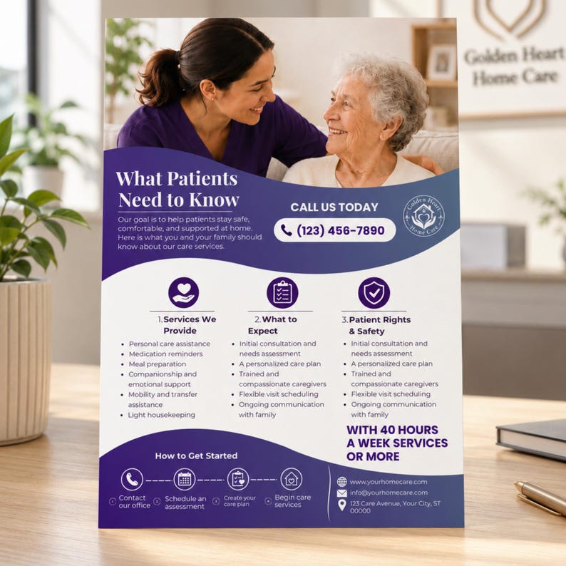 Home Care Flyer Brochure Canva, Caregiving Marketing, Senior Care ...