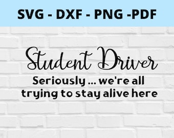 Student Driver SVG, Bumper Sticker svg , Vehicle, Car Sticker, Window Decal, Funny Bumper Saying, DIGITAL DOWNLOAD