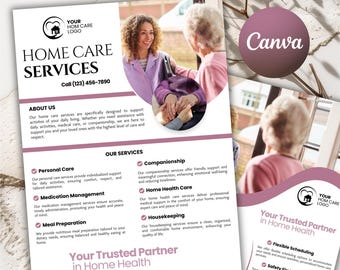 Home Care Services Flyer: Customizable Canva Brochure Template