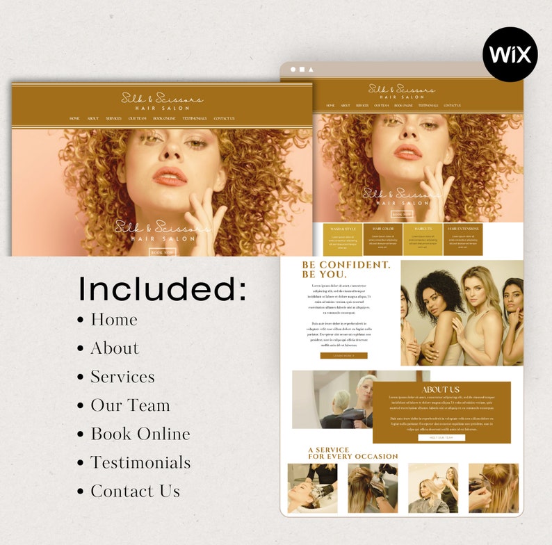 Hair salon wix one page website template perfect for cosmeticians
