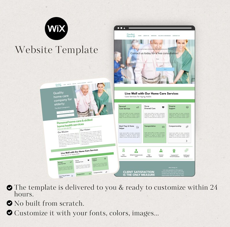 Home Care Wix Website, In Home Health Care & Caregiver Business Website, Caregiver Website Design, Wix Caregiving theme image 4