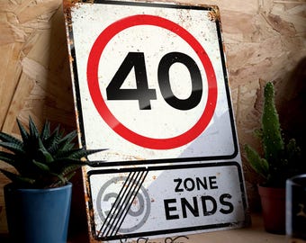 Milestone Birthday Metal Sign Portrait - Worn or Clean look Available - Age Road Sign Personalised