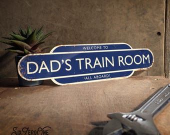 Personalised Shaped Railway Metal Train Sign Landscape. Various colours, Any Name. 4 Sizes