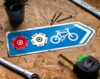 Way of the Roses NCR Metal Signs - Worn/Clean Look Cycle Route sustrans Touring Path Arrow left or right