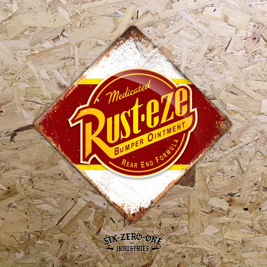 Rust-eze Diamond Shaped Metal Sign. Vintage Worn Rusty Look Print ...