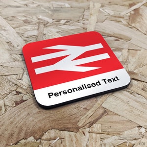 Personalised Train Station/Platform Sign Wooden Drinks Coaster - Any Name or Text