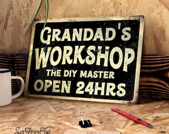 Personalised Workshop Metal Sign - Lanscape Retro vintage Mancave Shed Dad Grandad gift shed diy custom any name