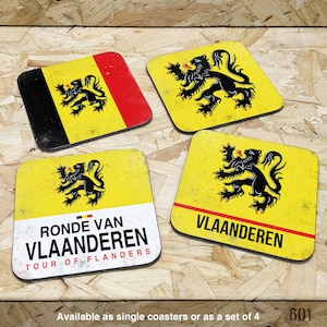 Tour of Flanders Collection - Wooden Coasters -  Vlaanderen Cycling Gift Single or 4 Pack alpe col climb classics