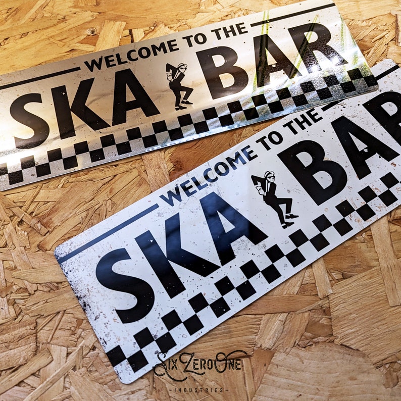 Welcome to the SKA BAR Metal Sign Horizontal Vintage worn rusty look print Replica Rude Boy Music image 2