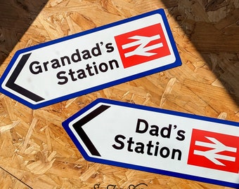 Personalised Train Arrow Metal Sign (Rail Logo) - Worn or Clean look Available -  Direction This way Road UK Steam Gifts