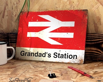 Personalised Train Station Metal Sign. Worn or Clean look Available - Any Name and Date Custom Print steam platform railway