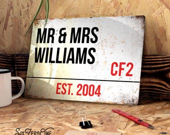 Personalised Metal Street Sign. Worn or Clean look available in 3 sizes. Any text, location, postcode Custom Print london road name
