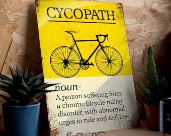 Cycopath Metal Sign.  Funny vintage worn rusty look print Le Tour Altitude Marker Cycling France arrow bicyccle cyclist gift