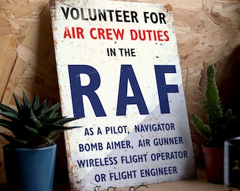 WW2 Volunteer for RAF Metal Sign - Wartime Propaganda poster reproduction vintage retro Allied