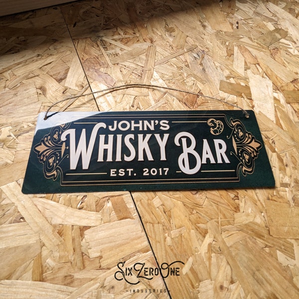 Personalised Whisky Bar  Metal Sign - Any text or date - Mancave Home Bar Pub