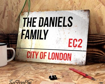 Personalised Metal Street Sign Landscape - Worn or Clean look Available - Any text, location, postcode Custom Print London Road