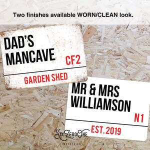 Personalised Metal Street Sign. Worn or Clean Look Available in 3 Sizes ...