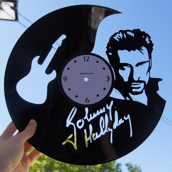 Horloge complète en Vinyle Johnny Hallyday - Vinyle 33 tours authentique - Matière première recyclée