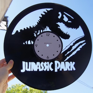Jurassic Park Vinyl Clock - Authentic 33 RPM Vinyl - Recycled Raw Material