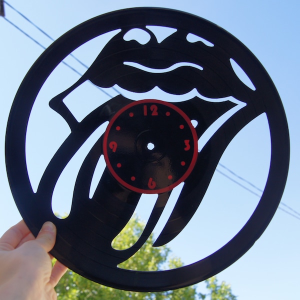 Horloge complète en vinyle Rolling Stones - Vinyle 33 tours authentique - Matière première recyclée