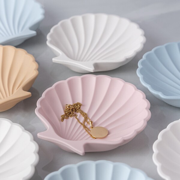 Sea Shell Trinket Dish, Jewelry Tray, Coastal Decor, Pastel Ring Dish, Beach Theme House, Party Favour, Bridal Shower Favour, Small Gift