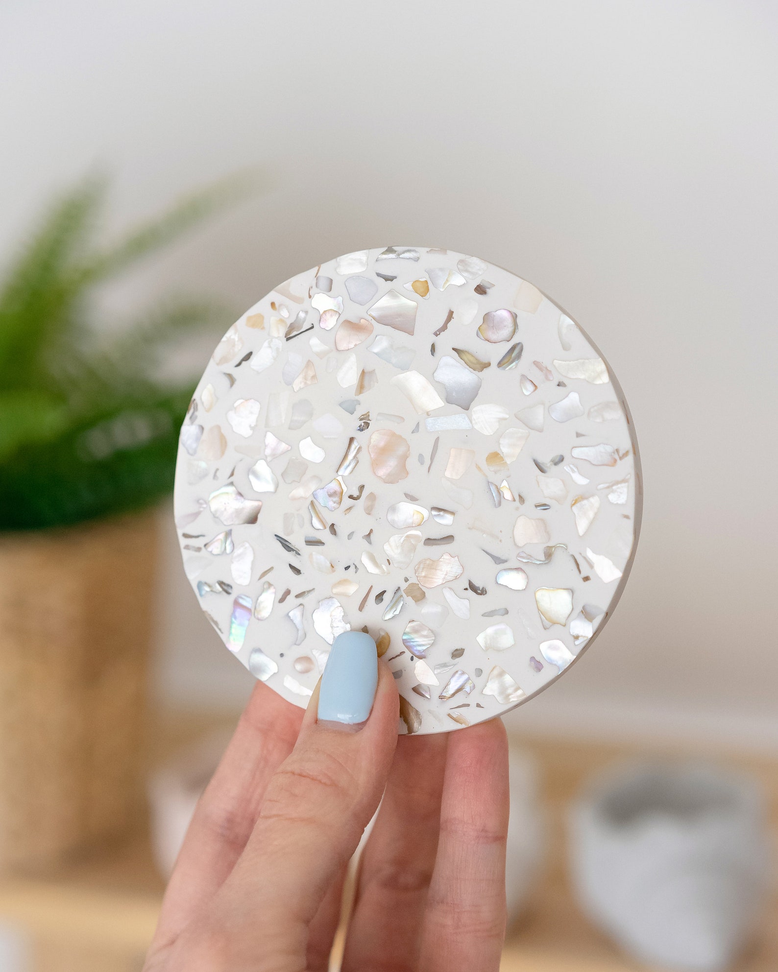 Round Terrazzo Coasters Sea Shells Decor Coastal Style - Etsy