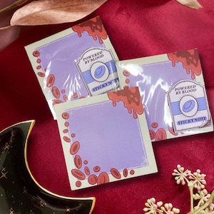 Blood Sticky Note - Powered By Blood, Gothic Vampir Briefpapier