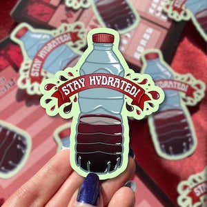 Blijf gehydrateerd! - Zelfzorgsticker Gothic vampier