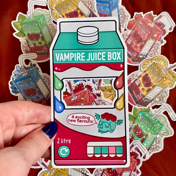 Vampire Juice Box - 4 Gothic Aesthetic Holographic Stickers!