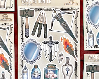 Vampire Hunter Sticker Sheet: Gothic Glossy Stickers