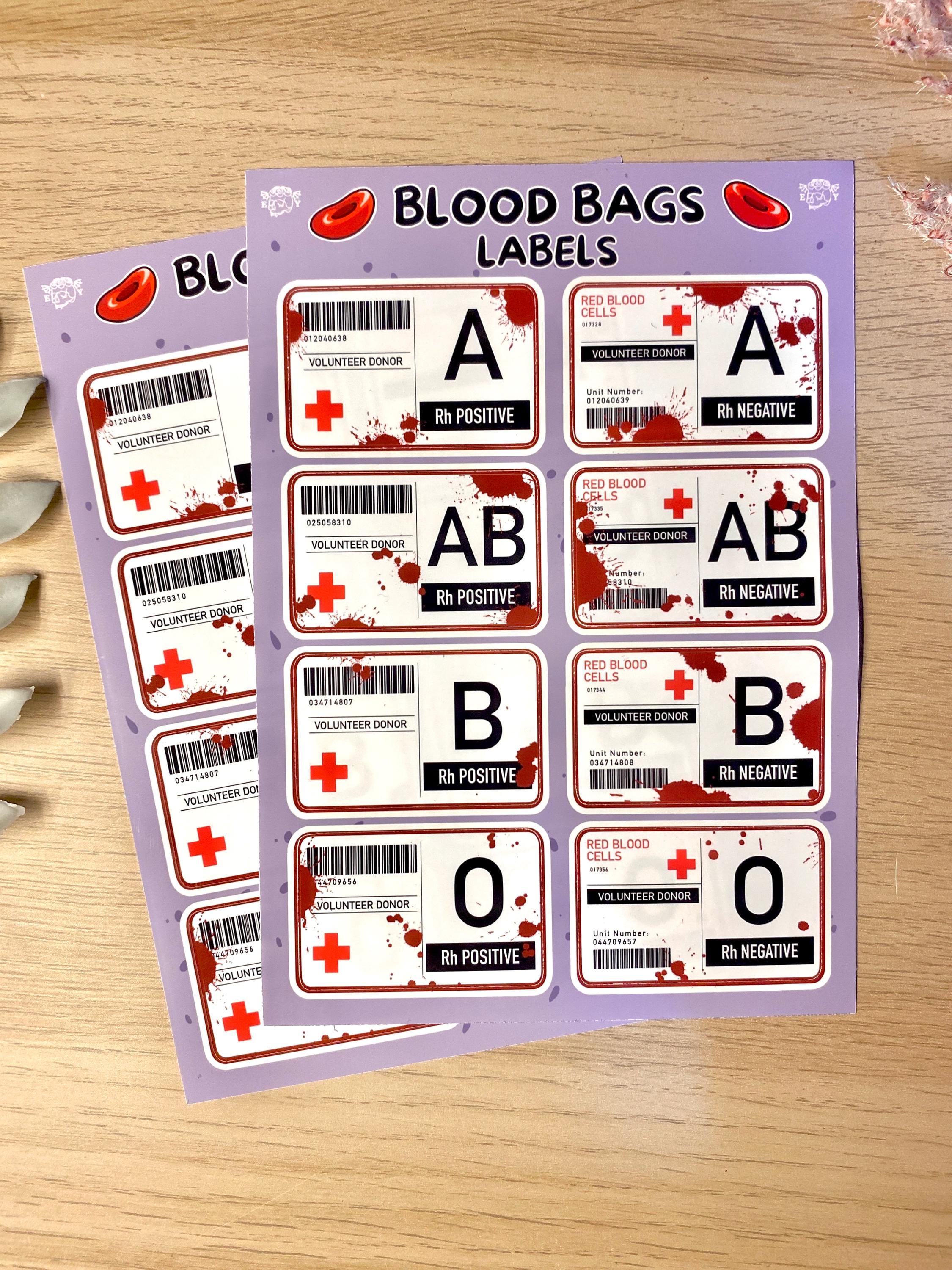 Blood Bags Labels - Vampire Gothic Medical Kiss-cut Stickers - Etsy