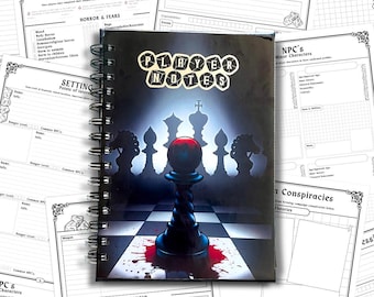 Player Notebook - Detailed TTRPG Campaign Character Journal -  Tabletop Toolkit Chessboard Design