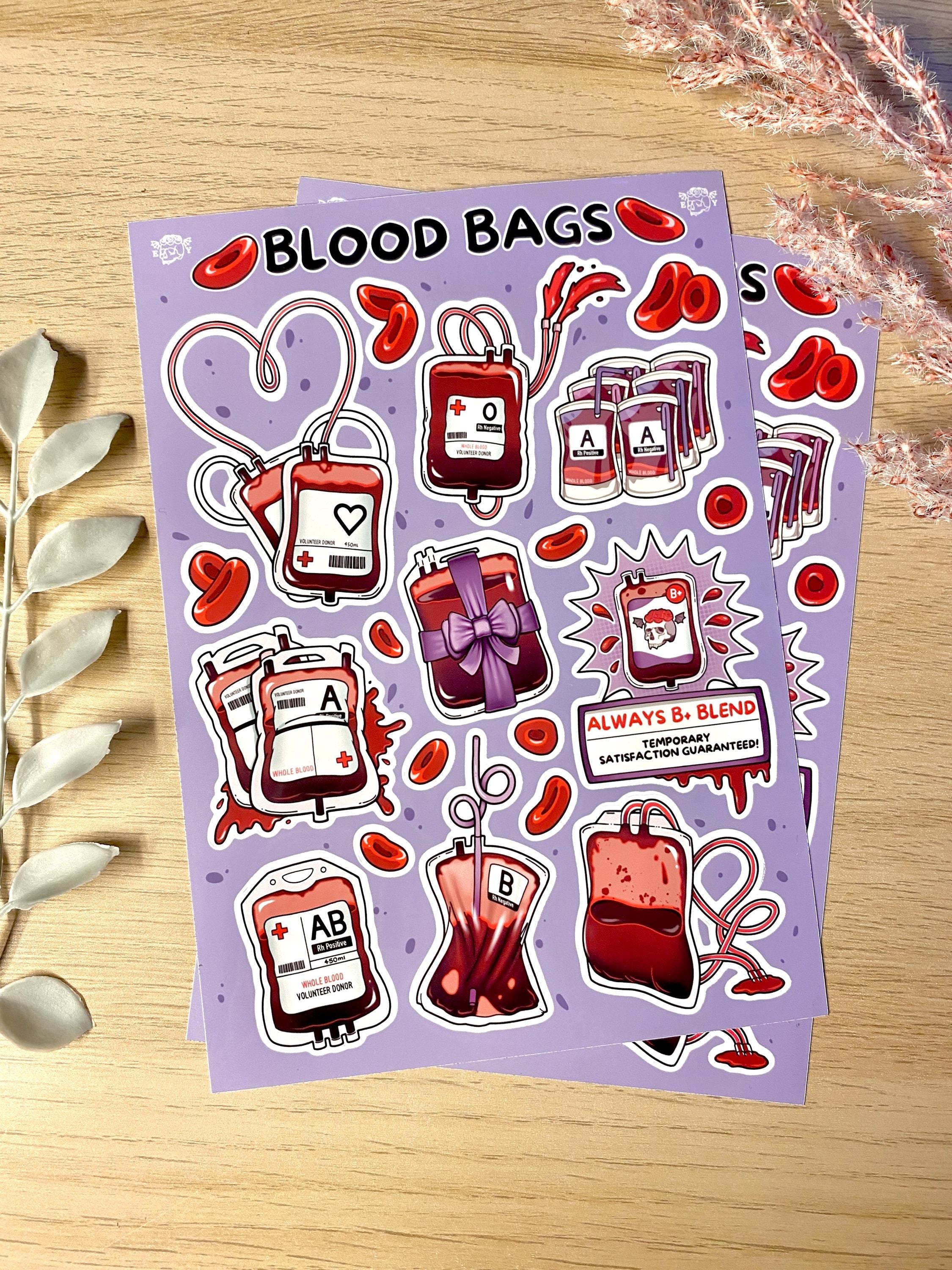 Blood Bags Sticker Sheet - Vampire Gothic Kiss-cut Stickers - Etsy