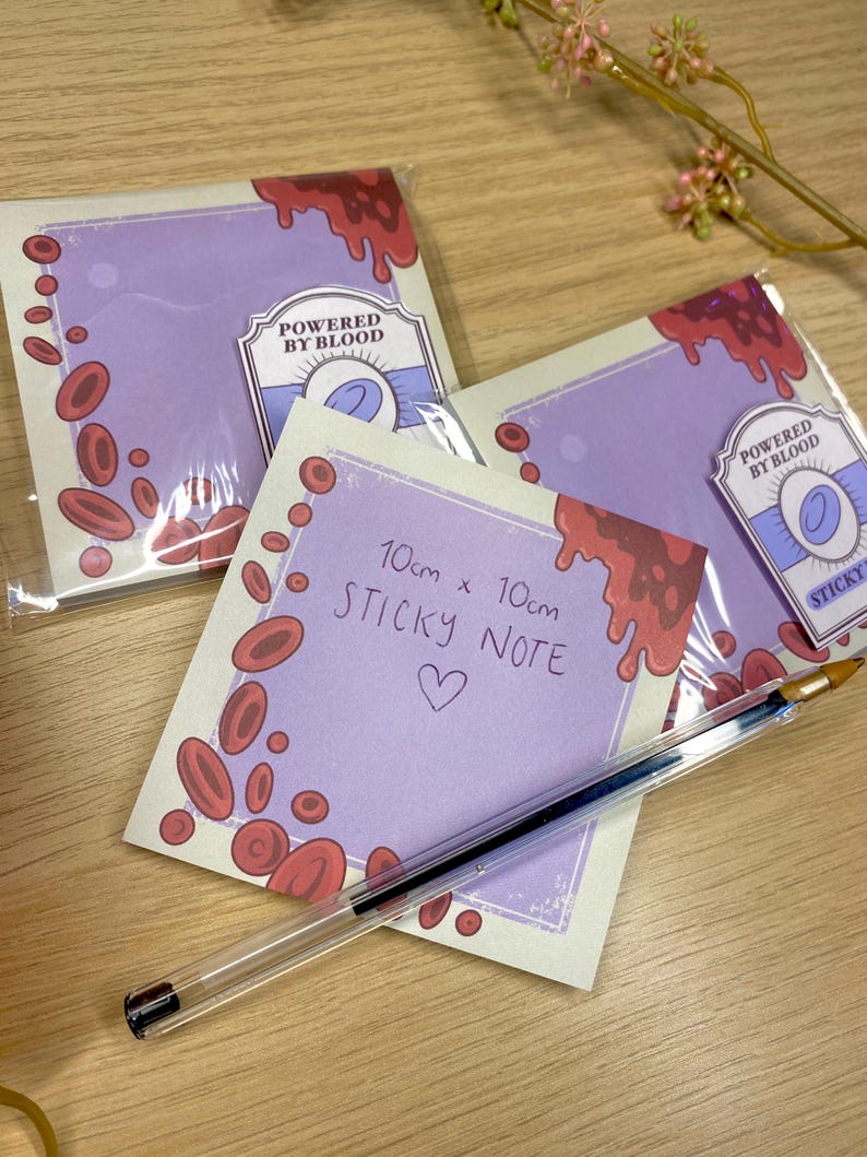 Blood Sticky Note - Powered by Blood, Gothic Vampire Stationary - Etsy