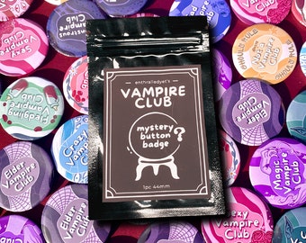 Mystery Vampire Club Badge - Gothic Button Pin Badges (12 Designs Available)