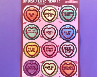 Undead Love Hearts - Sticker Sheet