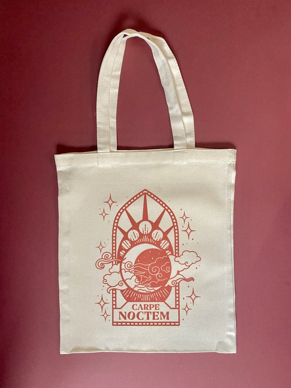 Carpe Noctem Gothic Tote Bag: Vampire Graphic Shopping Bag