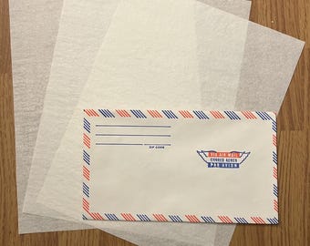 Vintage Air Mail Letter Kit with Onion Skin Typewriter Paper | Correspondence Kit | Air Mail Envelopes | Onionskin Paper | Midcentury