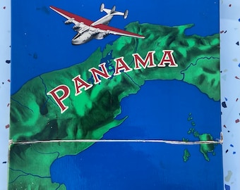 Vintage Panama Carbon Paper Box for Typewriter | 8.5 x 13 | 1950s | Brooklyn, New York | Black | Airplane | Manifold Supplies Co. | Blue