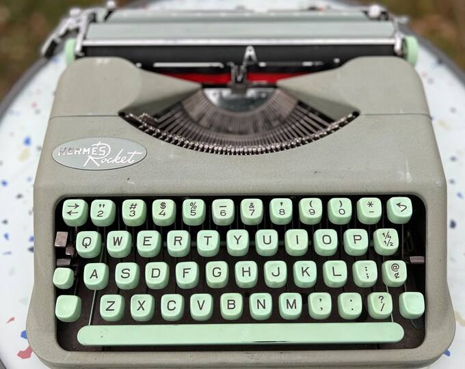 Working Hermes Rocket Typewriter Vintage 1957 Seafoam Green Ultra