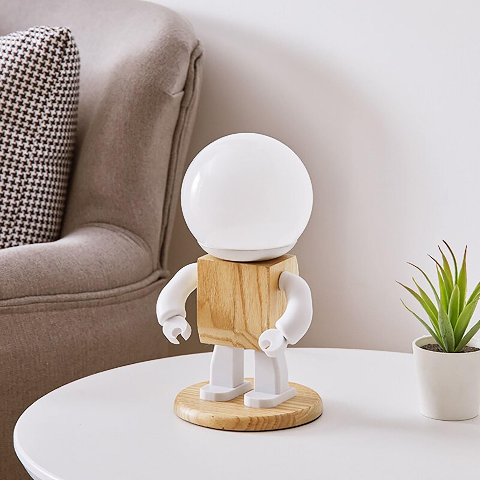 Lampe de Bureau Astronaute en Bois