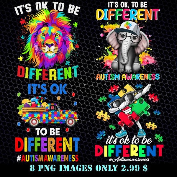 Autism Awareness Is ok to be different Png, Autism Awareness Cute Giraffe Animal Its Ok To Be Different Digital PNG, PNG Sublimations