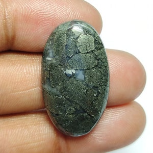 Marcasite Cabochon. Gray Marcasite Gemstone. Attractive! Natural Marcasite. 31x18x6mm Polished Oval Shape Marcasite Jewelry 34 Cts