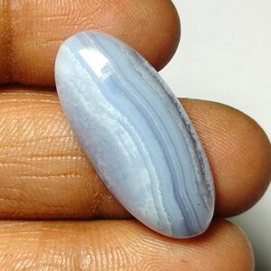 Natural Blue lace Agate Cabochon |  Blue lace Agate | Blue lace Loose Stone | Blue Lace Agate Gemstone | Blue lace Wholesale 28x12x6mm 19ct