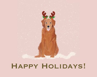 Golden Christmas No. 1, Joyeux Noël, Carte de Noël, Carte de Noël, Carte de Noël pour chien, Golden Retriever