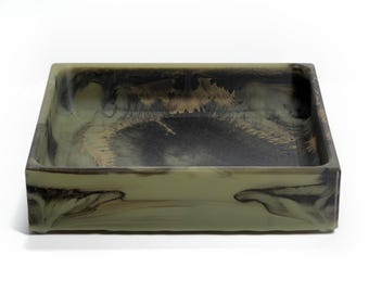 Handmade Resin Catch All - Sage, Gold, & Black - Valet Tray - Desk Organizer - Home Decor